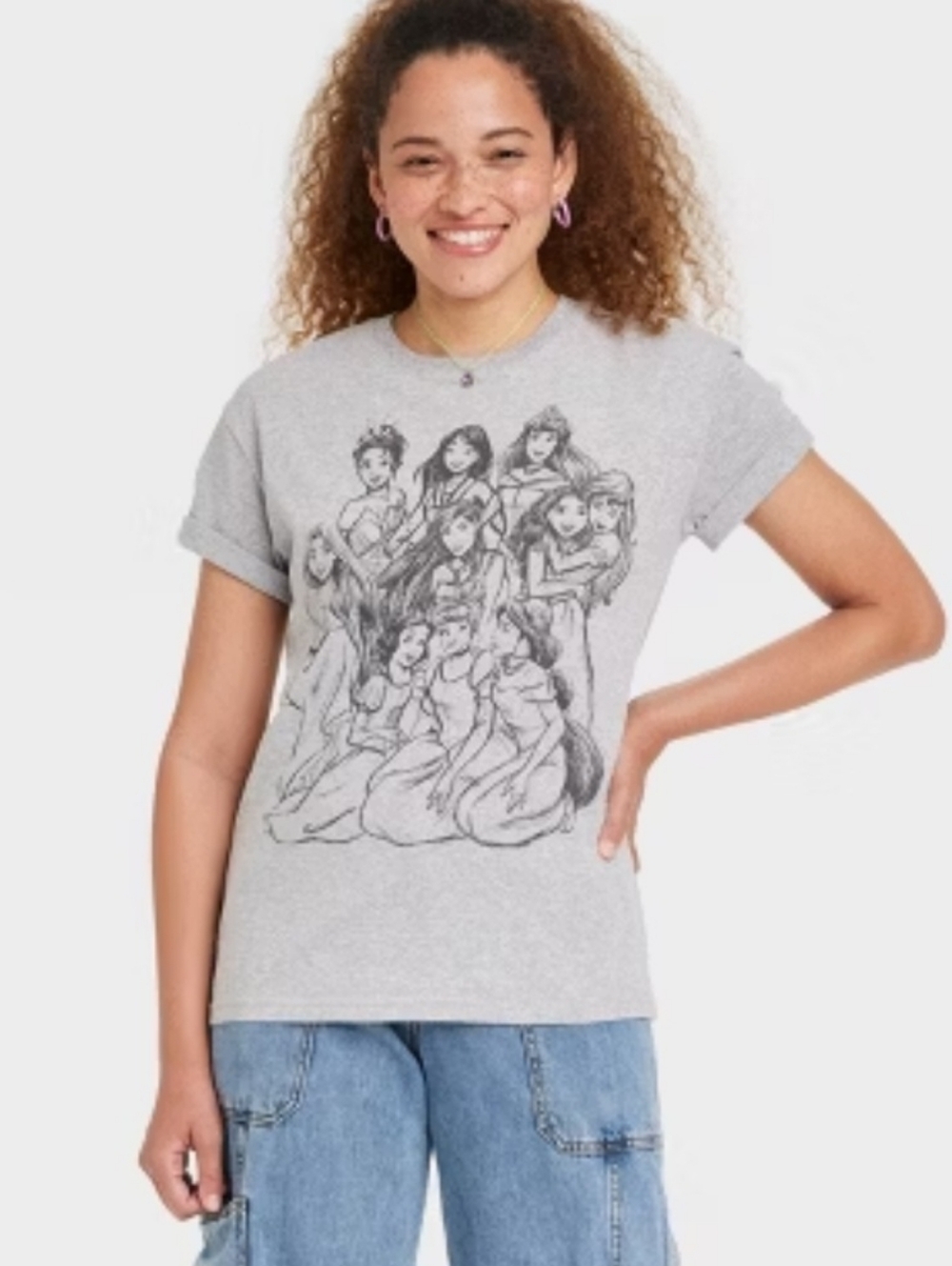 EUC Disney "Sketches of Disney🏰 Princesses👑 Graphic T-Shirt" Gray🩶Black🖤XXL